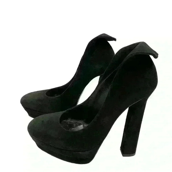 Bottega Veneta Women’s Nib black suede platform pumps fold over heel - Picture 4 of 10